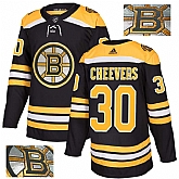 Bruins 30 Gerry Cheevers Black With Special Glittery Logo Adidas Jersey,baseball caps,new era cap wholesale,wholesale hats